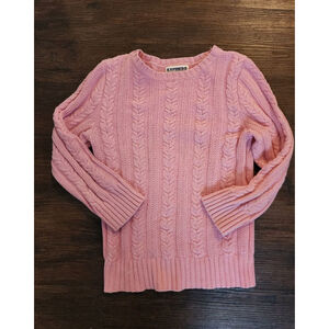 Women's Express Pink Cable Knit Crew Neck Sweater S vintage Y2k